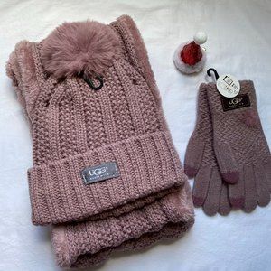UGG Lavender Hat Scarf & Glove Set